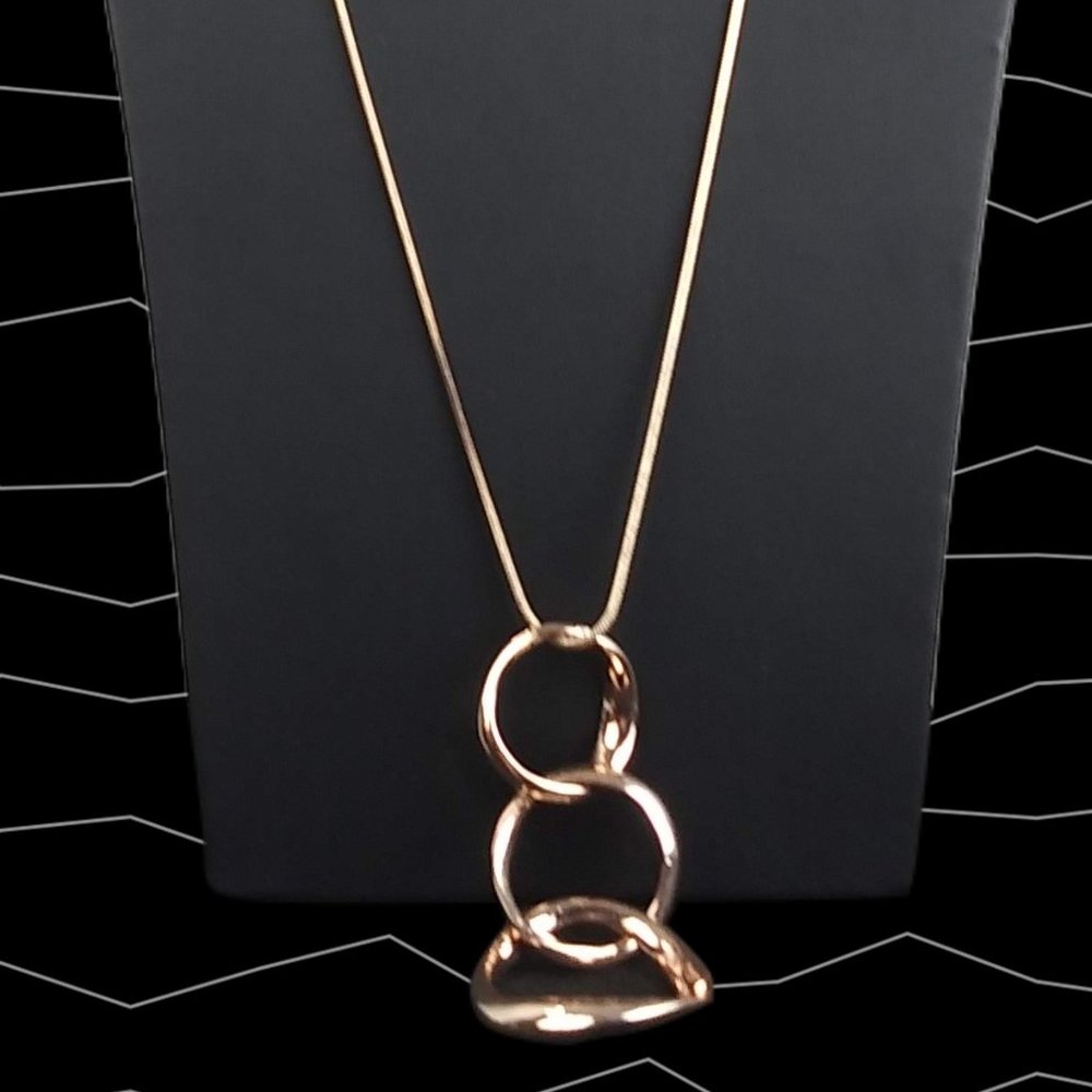 Rose Gold Tone Long Pendant Necklace
